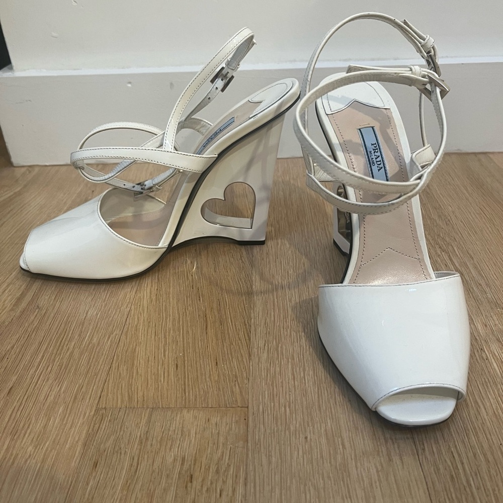 ✨Prada White Heart Heels✨ - Picture 2 of 16